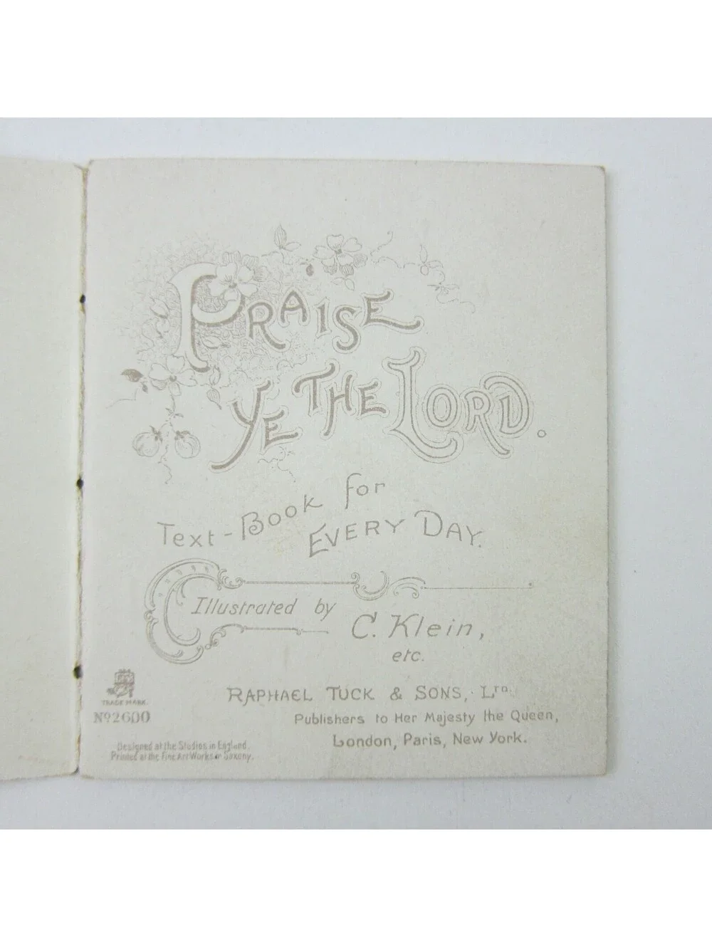 Victorian Child's Picture Prayer Book Praise Ye The Lord Raphael Tuck Antique